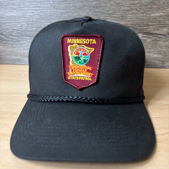 Vintage Minnesota State Patrol Hat Cap Strap Back Black State Trooper Adjustable - Picture 2 of 11